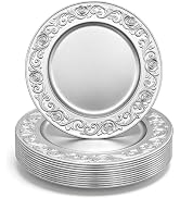 Cheardia 12 Pcs Table Charger Plates, 13'' Antique Round Plate Chargers | Plastic Decorative Embo...