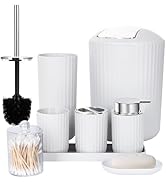 FEILANDUO Bathroom Accessories Sets Complete, 8 Pcs Bathroom Accessory Set with Trash Can, Soap D...
