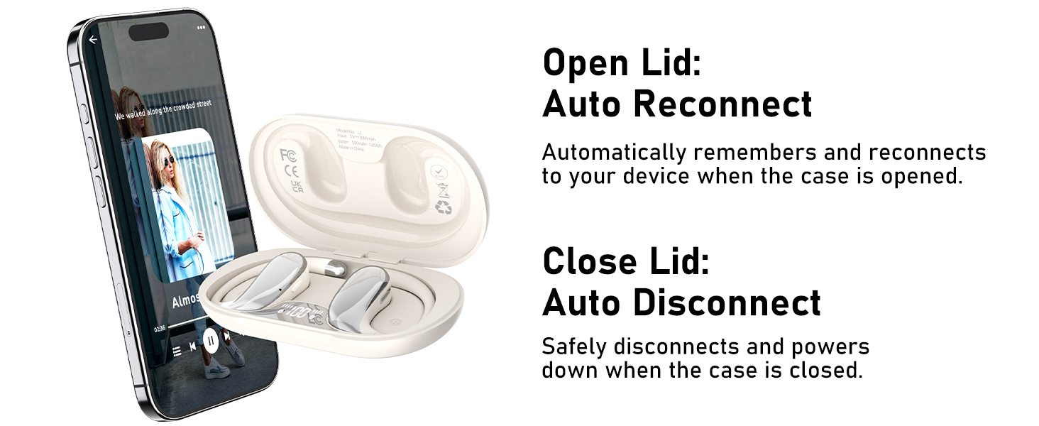 Automatically remembers and reconnects to your device when the case is opened.