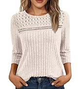 AUTOMET Womens 3/4 Length Sleeve Tops 2025 Lace Summer Fall Work T Shirts Dressy Business Casual ...