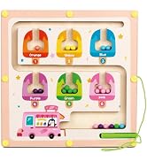 QimuMku Montessori Busy Board for Toddlers 2-4 - Magnetic Color and Number Maze Wooden Ice Cream ...