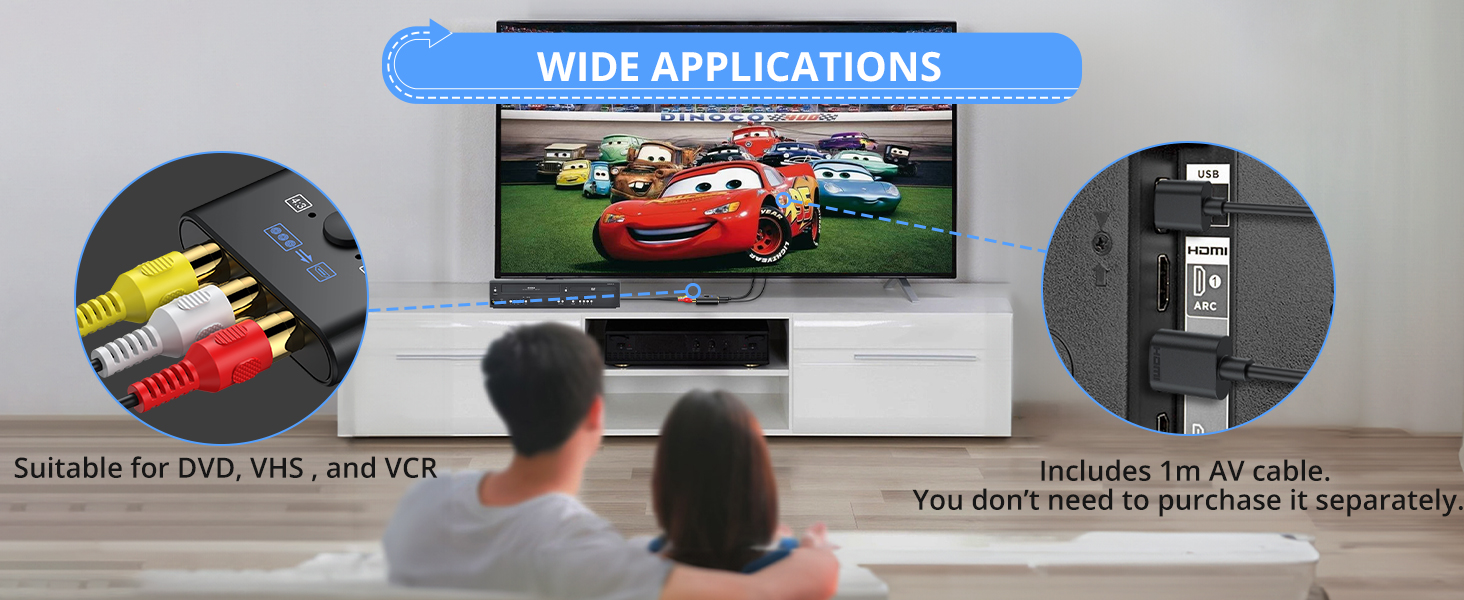 CAMWAY RCA to HDMI Converter with AV Cable