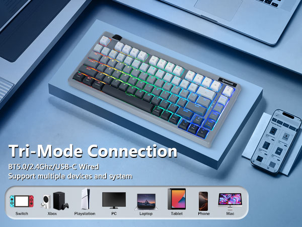 Tri-mode keyboard