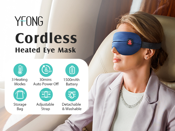 Cordless Heated Eye Mask, Large Battery Life & Longer Heating Time, Perfect for Dry Eyes