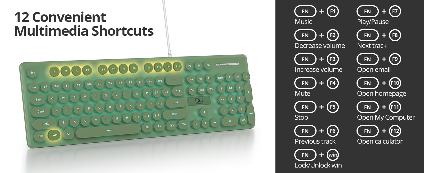 104 Keys Quiet Membrane Keyboard with LED Backlit