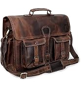 Leather 14 Inch Laptop Messenger Bag Vintage Briefcase Satchel for Men and Women
