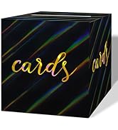 SietDESEO Iridescent Black Card Box for Party 9 x 9 Inch Gift Card Box Holder for Wedding Birthda...