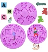 Infovox Shower Silicone Fondant Molds, Set of 3, Teddy Bear, ABC Blocks, and Toy Shapes for Cake ...