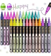 Aen Art Double Line Pens, 26 Colors Shimmer Outline Marker, Self-Outline Metallic Pen Art Supplie...