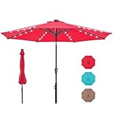 DUMOS LED Outdoor Patio Umbrella 10 FT UV-Resistant Market Umbrella with Tilt Adjustment & Crank ...