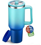 BENZZO 40 oz Insulated Water Bottle With Handle Stainless Steel Tumbler Travel Mug for Hot and Cold