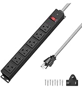 HEZI 20 Amp Power Strip with 5-20P/T- Plug, Heavy Duty High Amp Metal Surge Protector, Mountable ...