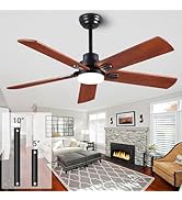 ducrew 52 Inch Wood Ceiling Fan with Light and Remote, Quiet Reversible DC Motor, 5 Blade Walnut,...