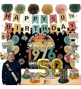 Vintage 50th Birthday Decorations for Women Men Back in 1976 Party Decor Banner Hanging Swirls Re...