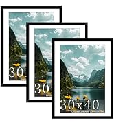Picrit 30x40 Picture Frame 3 Pack, Black Poster Frame, Display Poster 24 x 36 with Mat or 30 x 40...