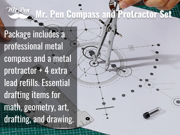 Mr. Pen- Metal Protractor and Metal Compass Set