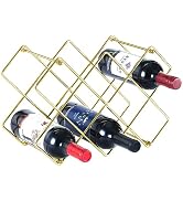 Buruis Countertop Wine Rack - 10 Bottle Wine Holder for Red White Wine Storage - Freestanding Met...
