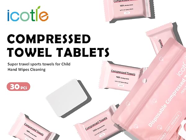 icotle 30 pcs Compressed Towels Tablets