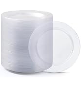 Bestluck 100 PCS 10.25inch Clear Plastic Dinner Plates, Premium Hard Disposable Plates for Partie...