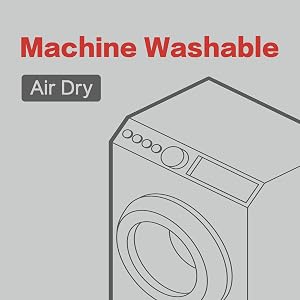 Machine washable, hang to dry
