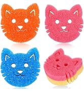 FillTouch 3 Pcs Dual Sided Scrub Sponge Multi Functional Cute Temperature Sensitive Non Scratch D...