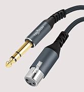Twozoh Short XLR Female to 1/4 TRS Cable 1FT, Braided 6.35mm Stereo Jack Balanced to 3pin XLR Mic...