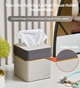 Cloudever Tissue Box Holder Cover Square, Modern PU Leather Decorative Tissue Cube Holder Organiz...