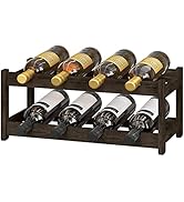 BAMEOS Wine Rack Free Standing 2 Tier 8 Bottle Bamboo Wine Racks Countertop Cabinet Wine Holder W...