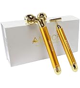 Face Massager Roller Golden 3D Roller Electric Facial Roller and T Shape Facial Roller Massager Kit
