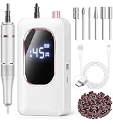 Professional Electric Nail Drill 45000RPM, Portable Nail File for Acrylic Gel Nails, Cordless Rec...