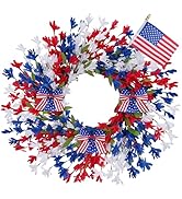 GTIDEA 24'' Patriotic Wreaths for Front Door, American 4th of July Summer Wreath on Grapevine wit...