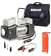 Vehicraft Silver Tire Inflator Portable Air Compressor, Heavy Duty Double Cylinders Auto Pump, 12...