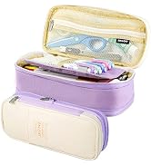 Teskyer Big Capacity Pencil Case, Large Storage Pencil Pouch, Canvas Pencil Bag for Organize Mark...