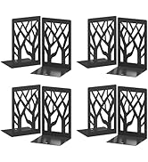 VFINE Metal Bookends - 8 Pieces Tree Design Bookends for Shelves, Black Book Ends for Desk, Books...