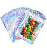 Holographic Resealable Bags 300 Pieces(4×6Inch) Sealed Resealable Pouch for Food Storage