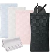 MZYOUHUO 4 Pcs Squeeze Top Sunglass Case with Cleaning Cloth, Soft Leather Eyeglass Case Portable...