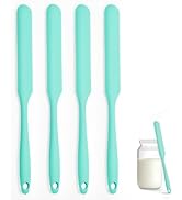 Silicone Jar Spatula Set of 4, Long Handle Skinny Spatula and Spurtle for Sourdough Starter, Flex...