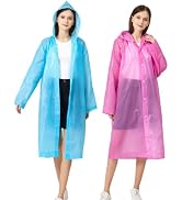 RUISHYY Rain Ponchos for Adults Women Men (2-5 Pack), Reusable EVA Raincoats Jackets with Hood Po...