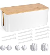 Cable Management Box - Wooden Style Cord Organizer Box to Hide Wires & Power Strips | Desk Comput...
