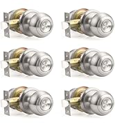 Brotima Brushed Nickel Passage Door Knobs Keyless Round Door Knob Closet Door Knobs Interior Non-...