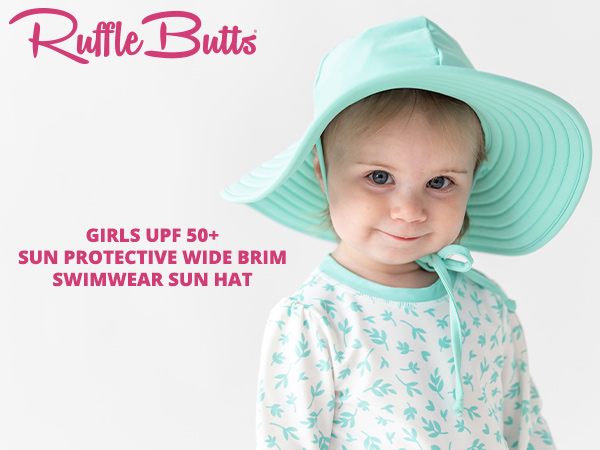 rufflebutts girls upf50+ sun protective wide brim swimwear sun hat