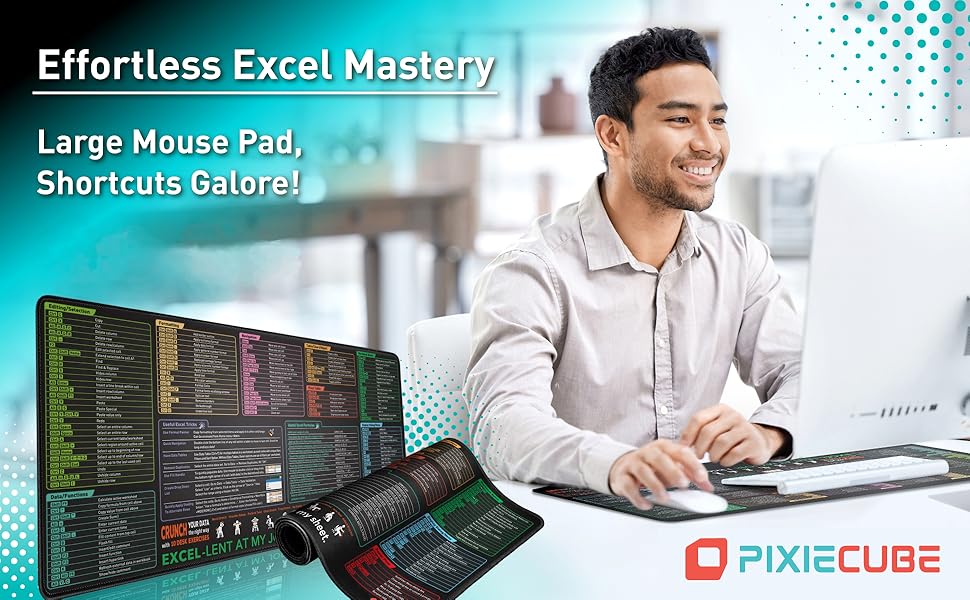 Excel Shortcuts Mouse pad, Desk Pad, Extended Large Mousepad