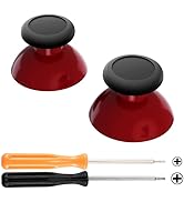 eXtremeRate Carmine Red & Black Replacement 3D Joystick Thumbsticks, Analog Thumb Sticks with Cro...