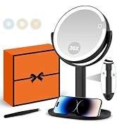 MIYADIVA Makeup Mirror with Lights, 30X Magnifying Mirror with Light and Touch Switch, Vanity Mir...