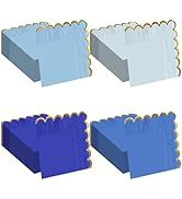 FALIZIFU 50 Pieces 2-Ply Blue Scalloped Napkins with Gold Foil Cocktail Napkins Disposable Paper ...