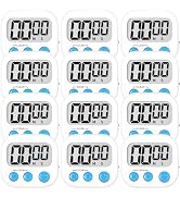 ZILLEEN Kitchen Timer Digital with Magnetic Back for Kids Classroom, White 12 Pack