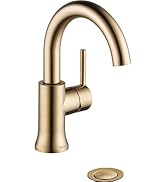 Delta Faucet Trinsic Single Hole Bathroom Faucet, Gold Bathroom Faucet, Single Handle, Diamond Se...