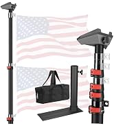 Yescom EZ GO 14ft Telescopic Flag Pole Kit with Starlink Mini Pipe Adapter & Tire Mount Base for ...