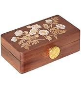 KAOTGOT Travel Jewelry Case Small Wood Jewelry Organizer Jewelry Box for Women (Nut-Brown Print)
