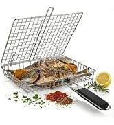BBQtrips Grill Basket for Outdoor Grill - Heavy Duty Carbon Steel Fish Vegetable Grilling Baskets...
